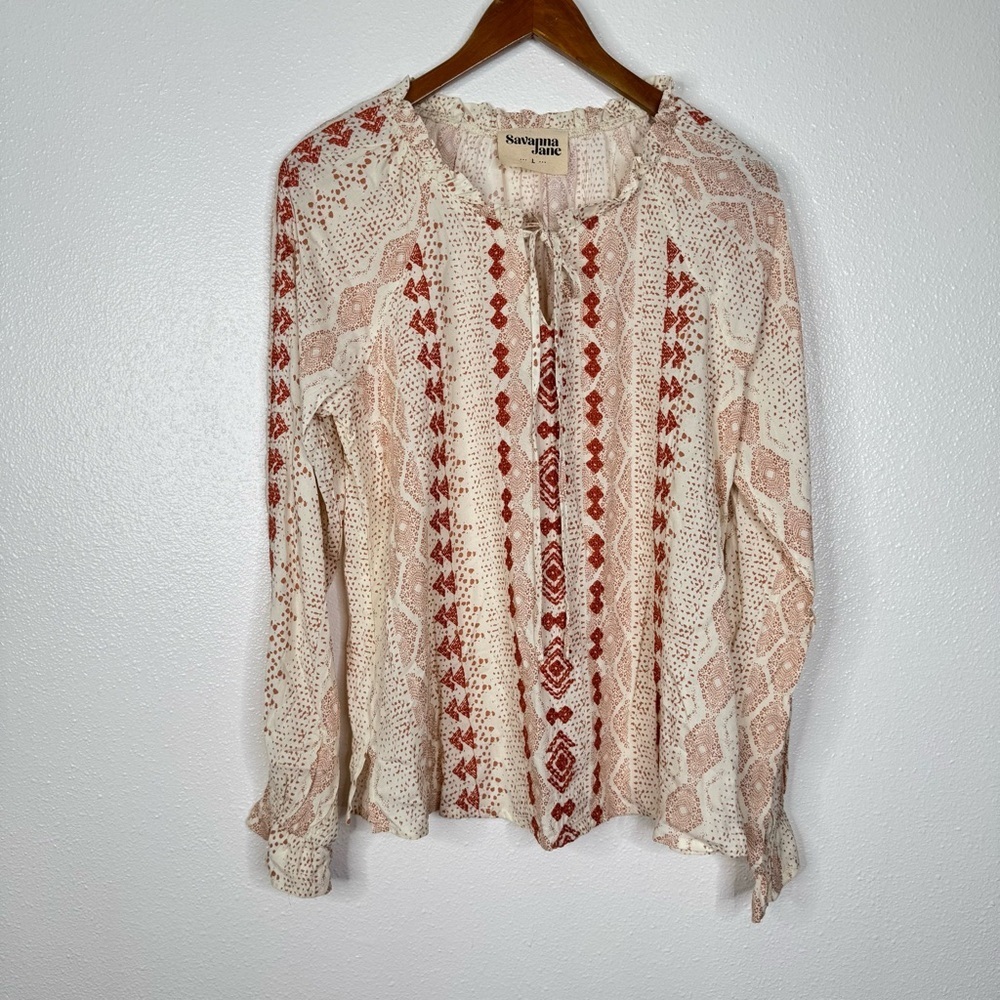 Savanna Jane Embroidered‎ Peasant Top Size Large
